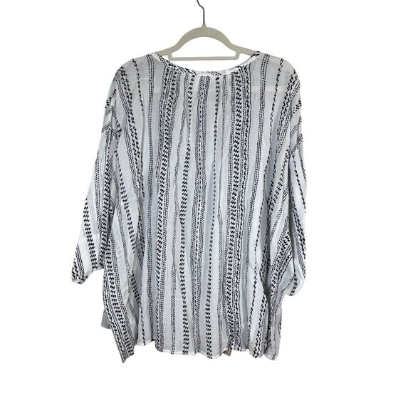 Logo Coastal Tunic Top L White Striped Boho Western Resort Tassel Classic 80s - Picture 5 of 11